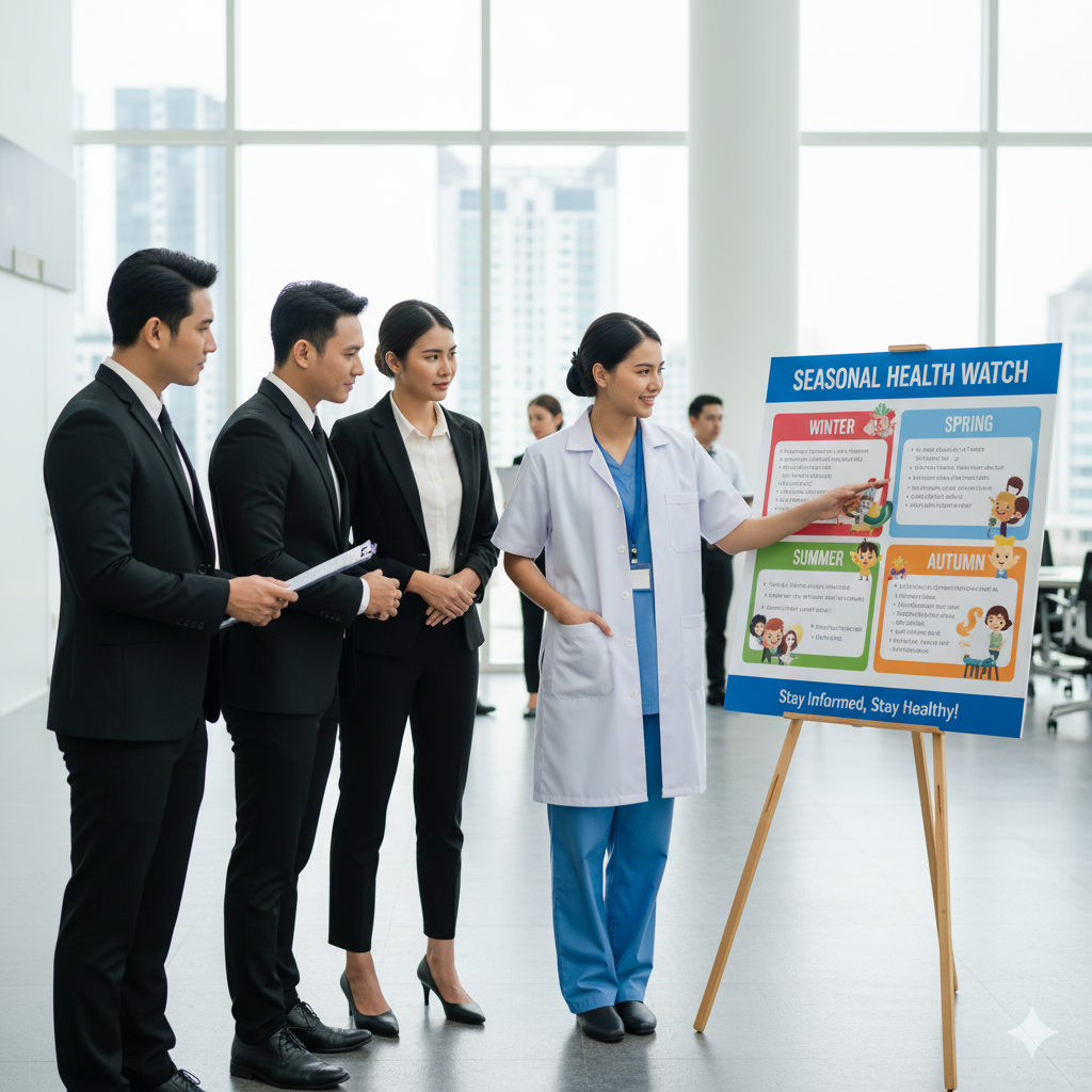 บริการจัดบอร์ดเกี่ยวกับโรคต่างๆ ตามฤดูกาล